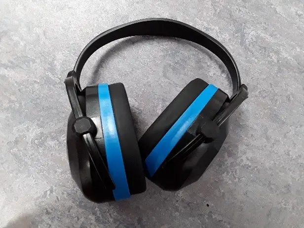 This is a picture of a pair of blue ear defenders.