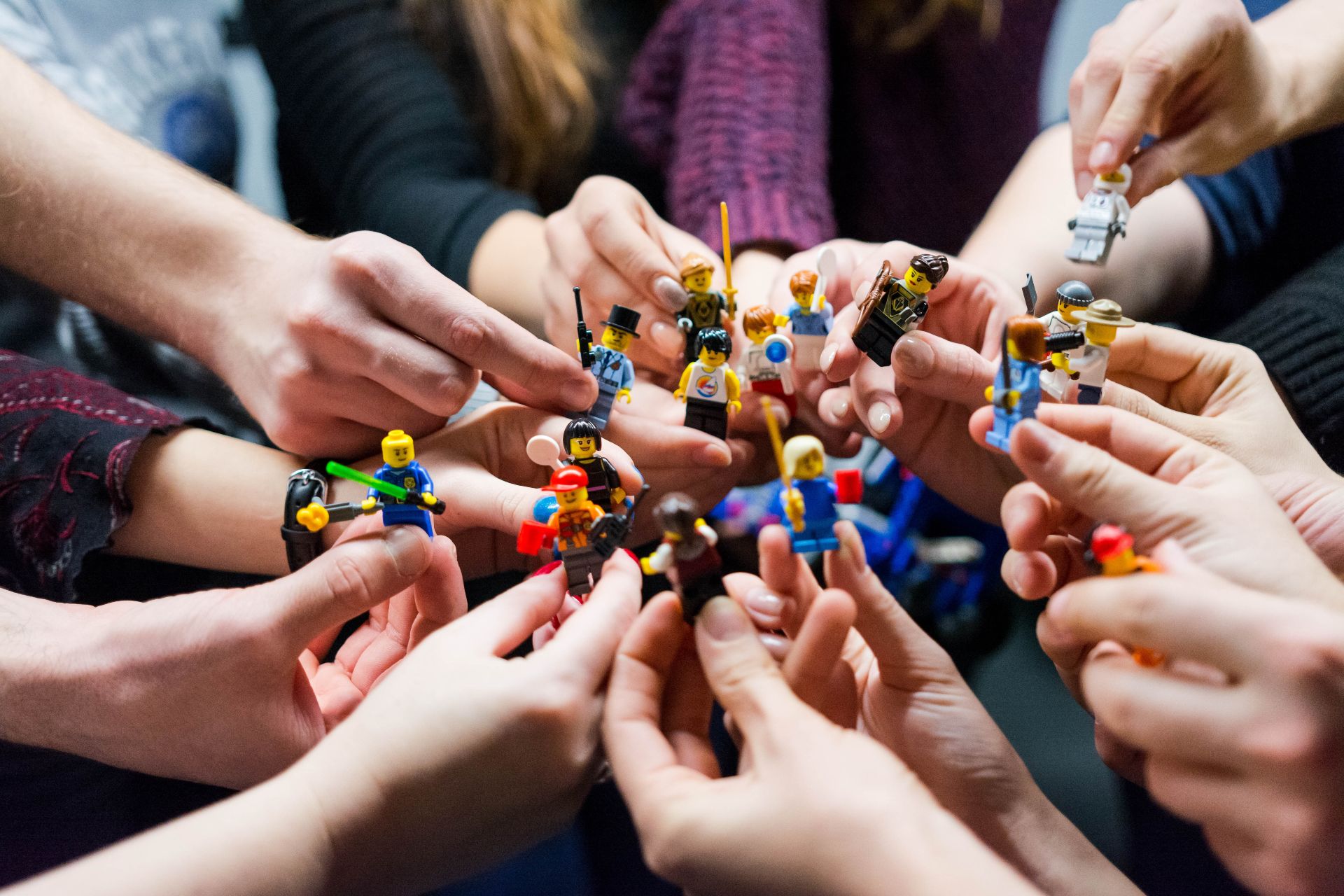 children playing with Lego