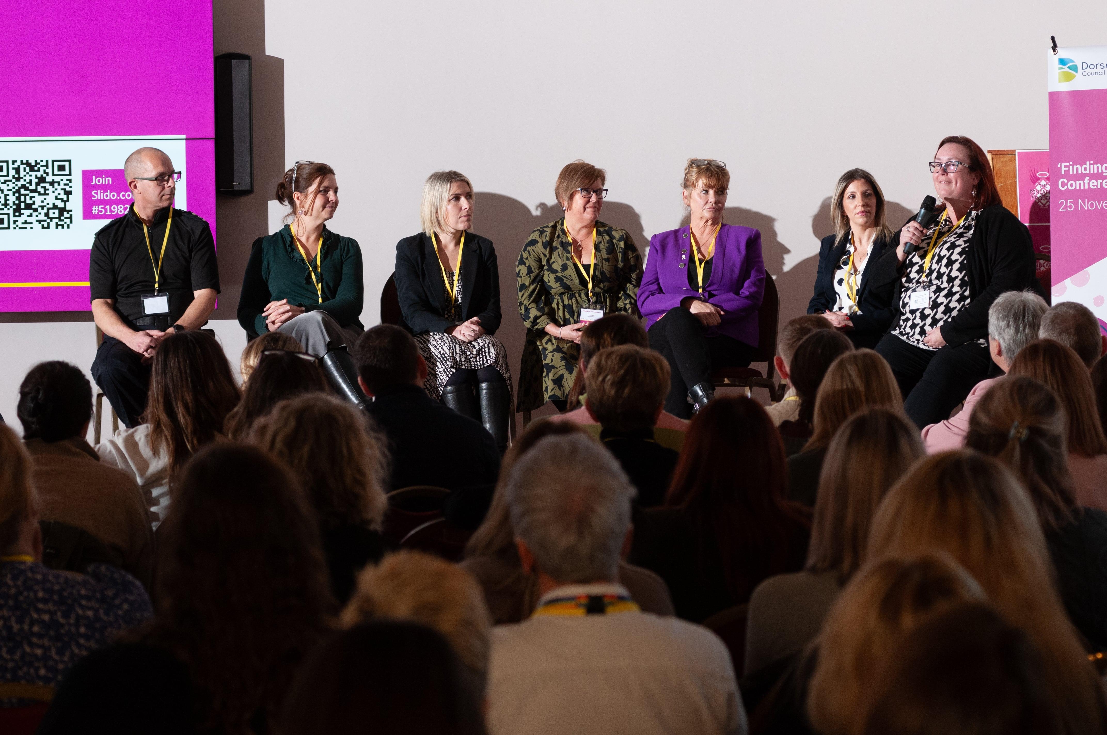 Presenters on stage at ‘Finding Our Girls’ conference