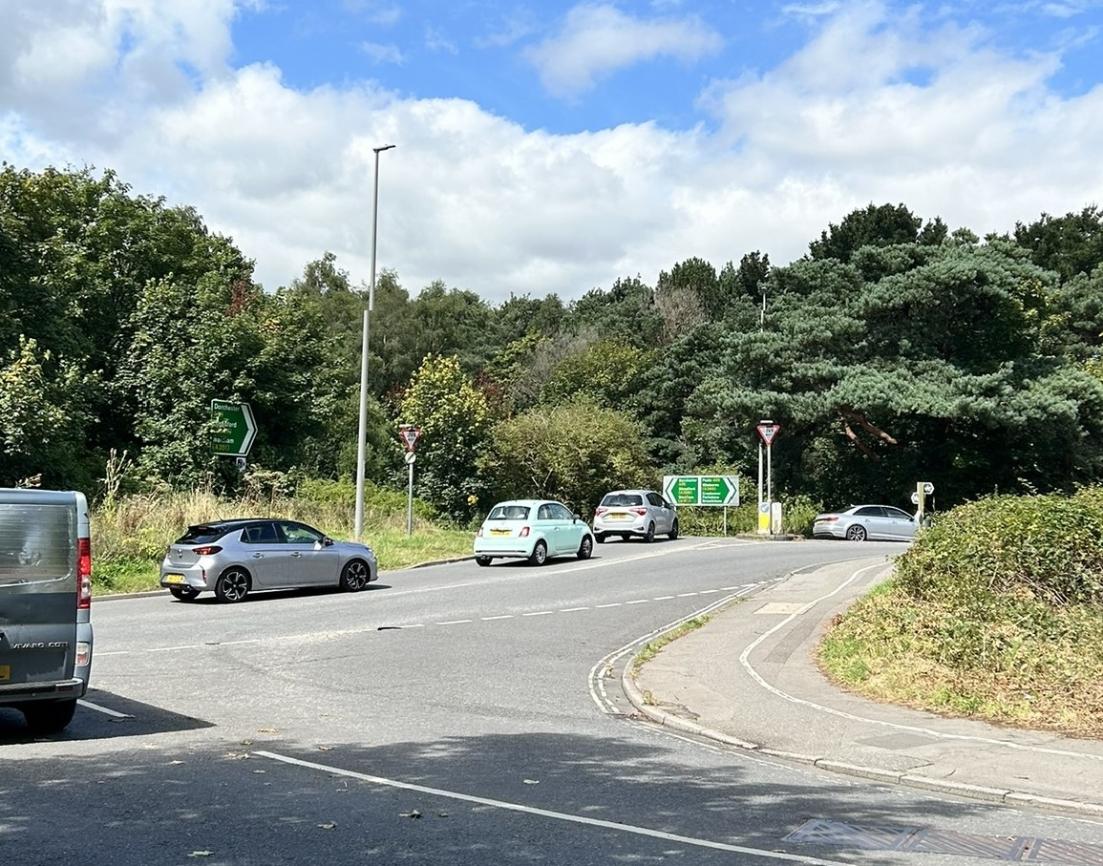 Cars approaching a junction