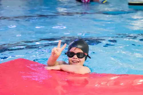 A child in the swimming pool.