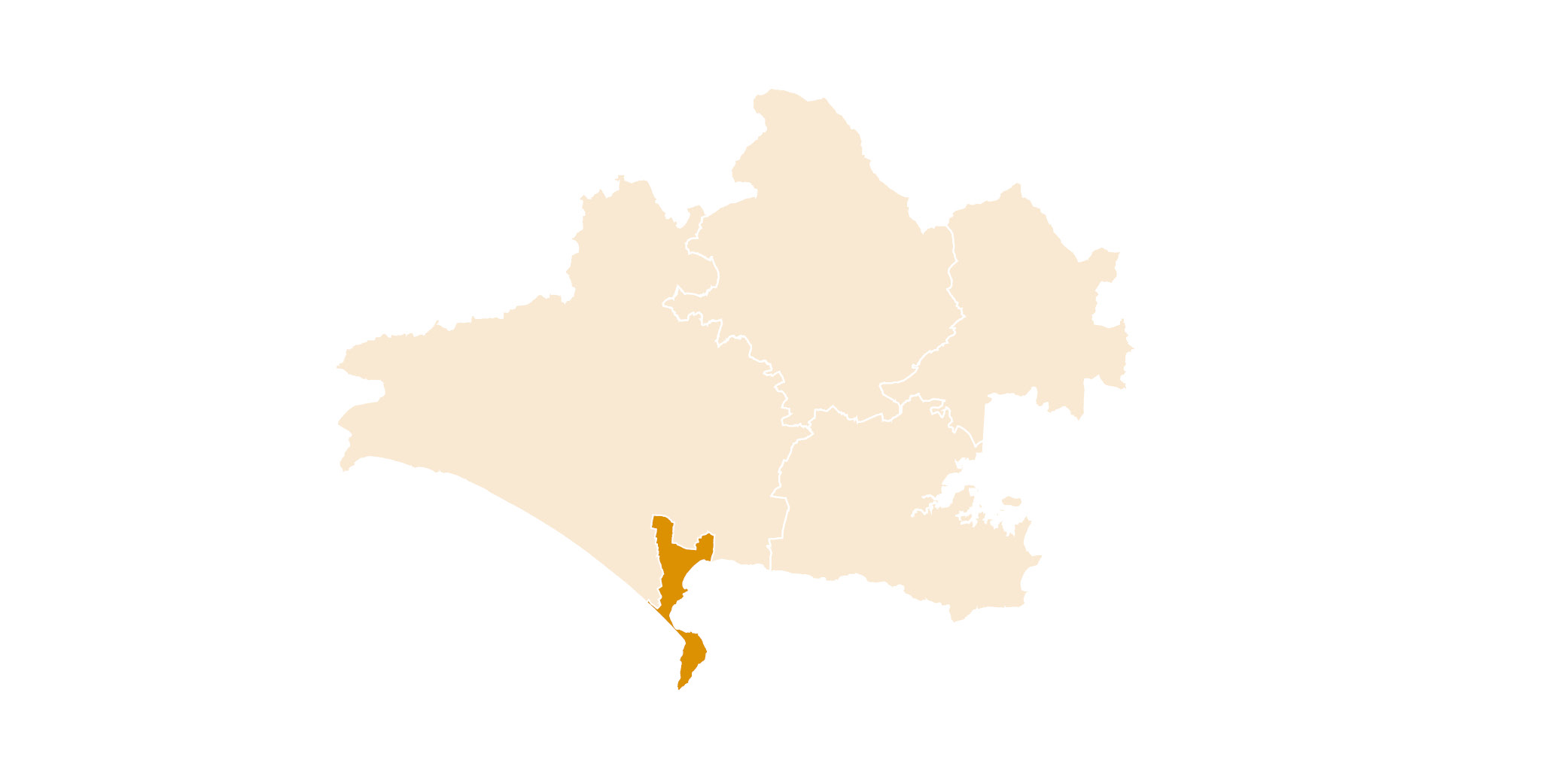 map of Dorset highlighting Weymouth and Portland as deprived areas