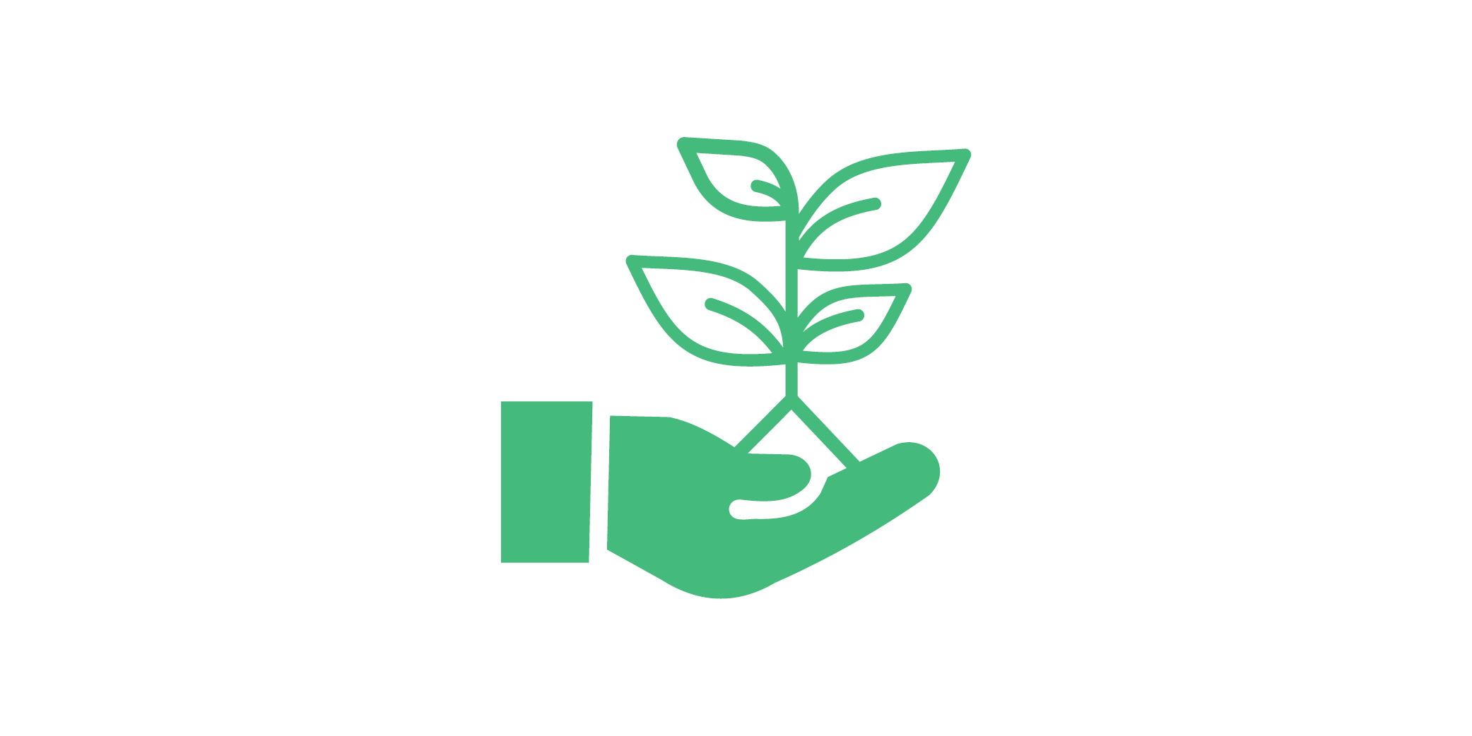 Graphic of a hand holding a plant