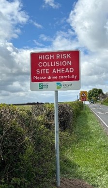 High risk collision site sign