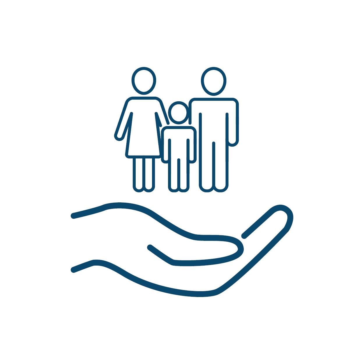 Graphic of a hand holding a family