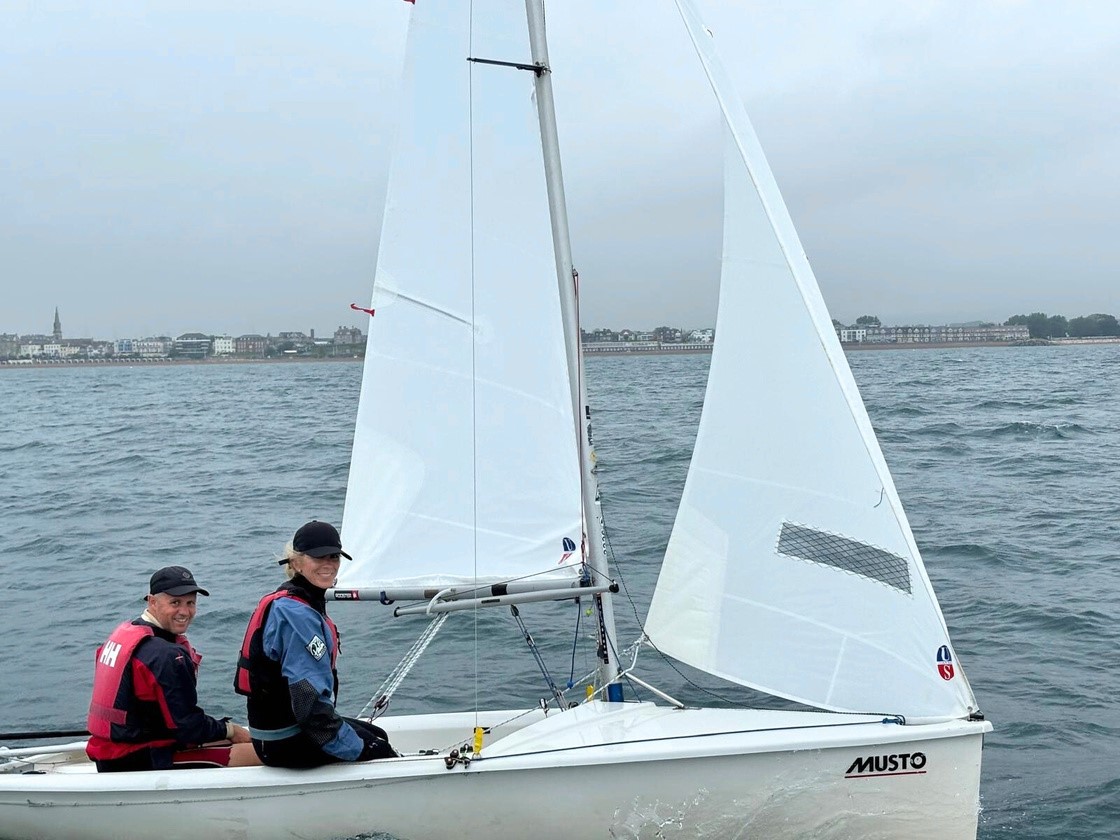 Jess sailing in the ocean