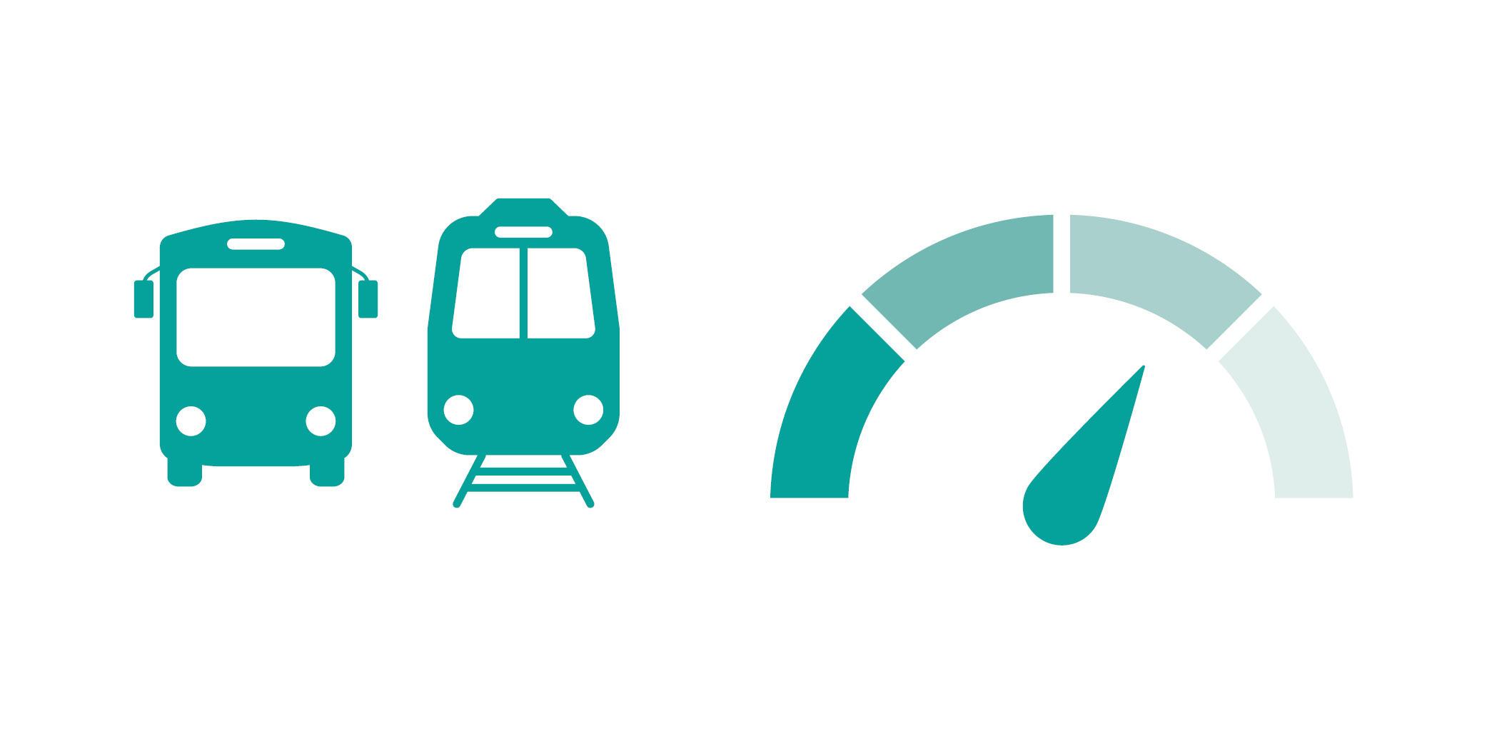 Graphic of a bus and train with a dial showing that access to transport is limited