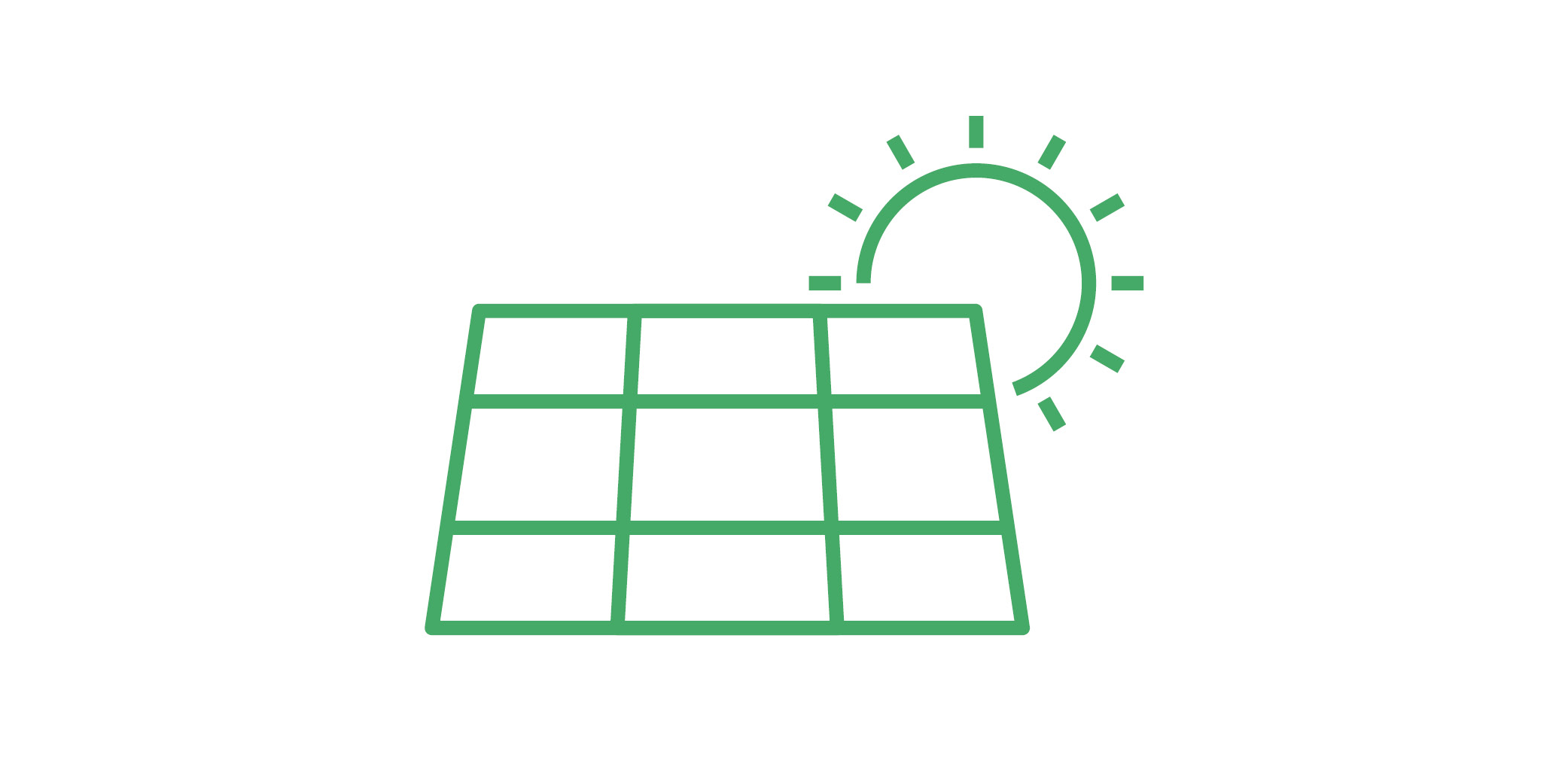 Graphic of solar panels and the sun