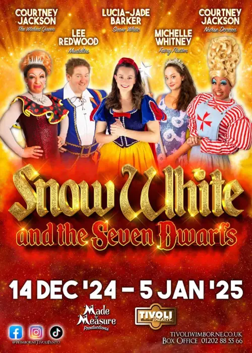 A poster for Snow White and the seven dwarfs pantomime.