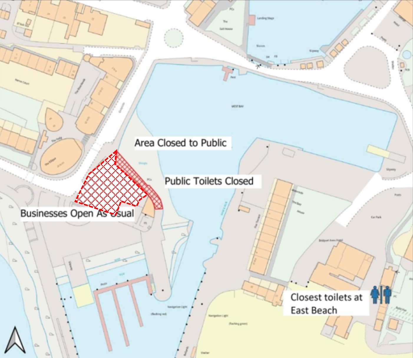 Map of affected area while works are carried out