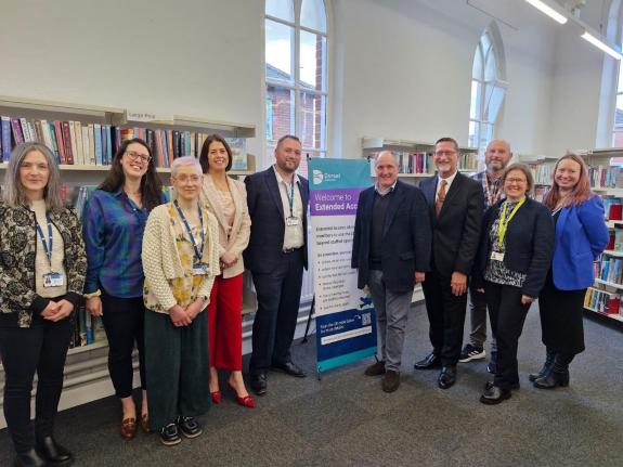 Launch of Extended Access at Verwood Library with staff, library users and councillors.